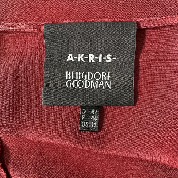 Akris Dress Womens 12 Burgundy Silk Sleeveless Slip Sheath Adjustable Straps - Picture 5 of 11